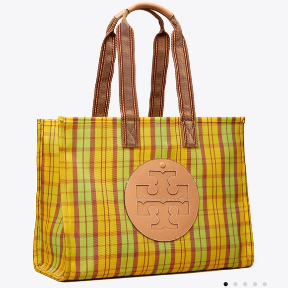 Authentic TORY BURCH Leather/Mesh Logo tote - Picture 2 of 14